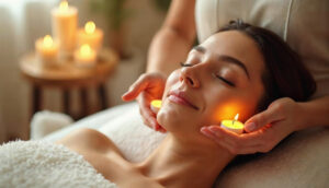 Relaxing ear candling therapy session promoting detox, stress relief, and natural healing at Amazing Body in San Diego